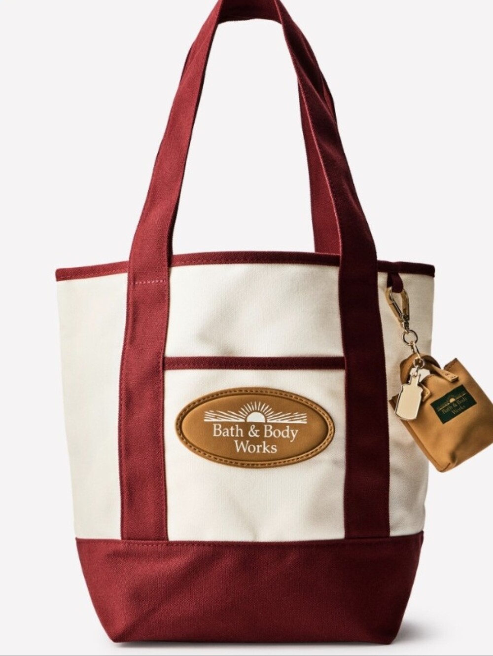 Bath & Body Works Heritage Members Exclusive Cream and Burgundy Canvas Tote
